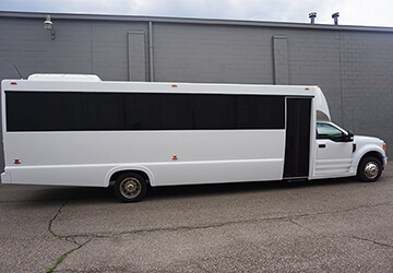 White party bus exterior