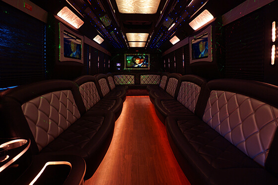 Party bus with leather seating